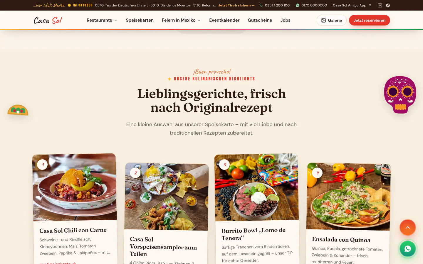 Signature dishes cooked to original recipes
