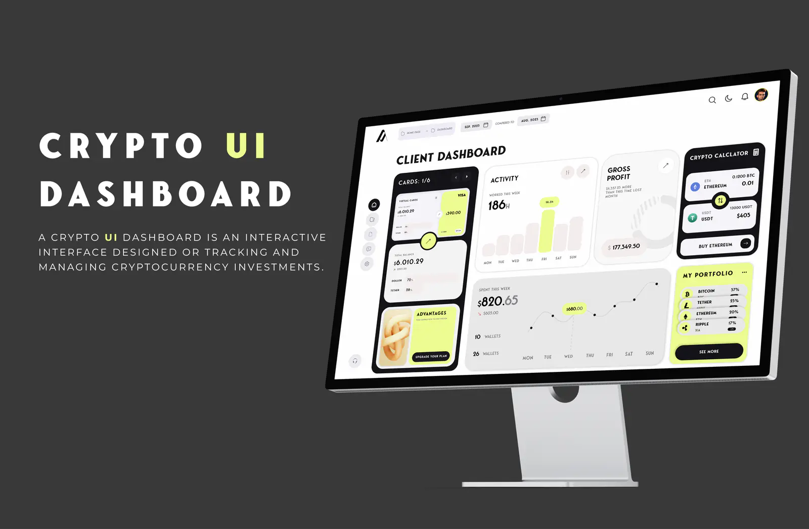Crypto portfolio dashboard interface