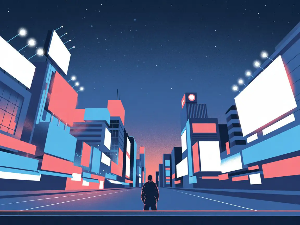 Neon-lit street illustration