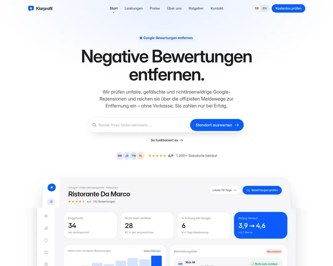 Klarprofil homepage