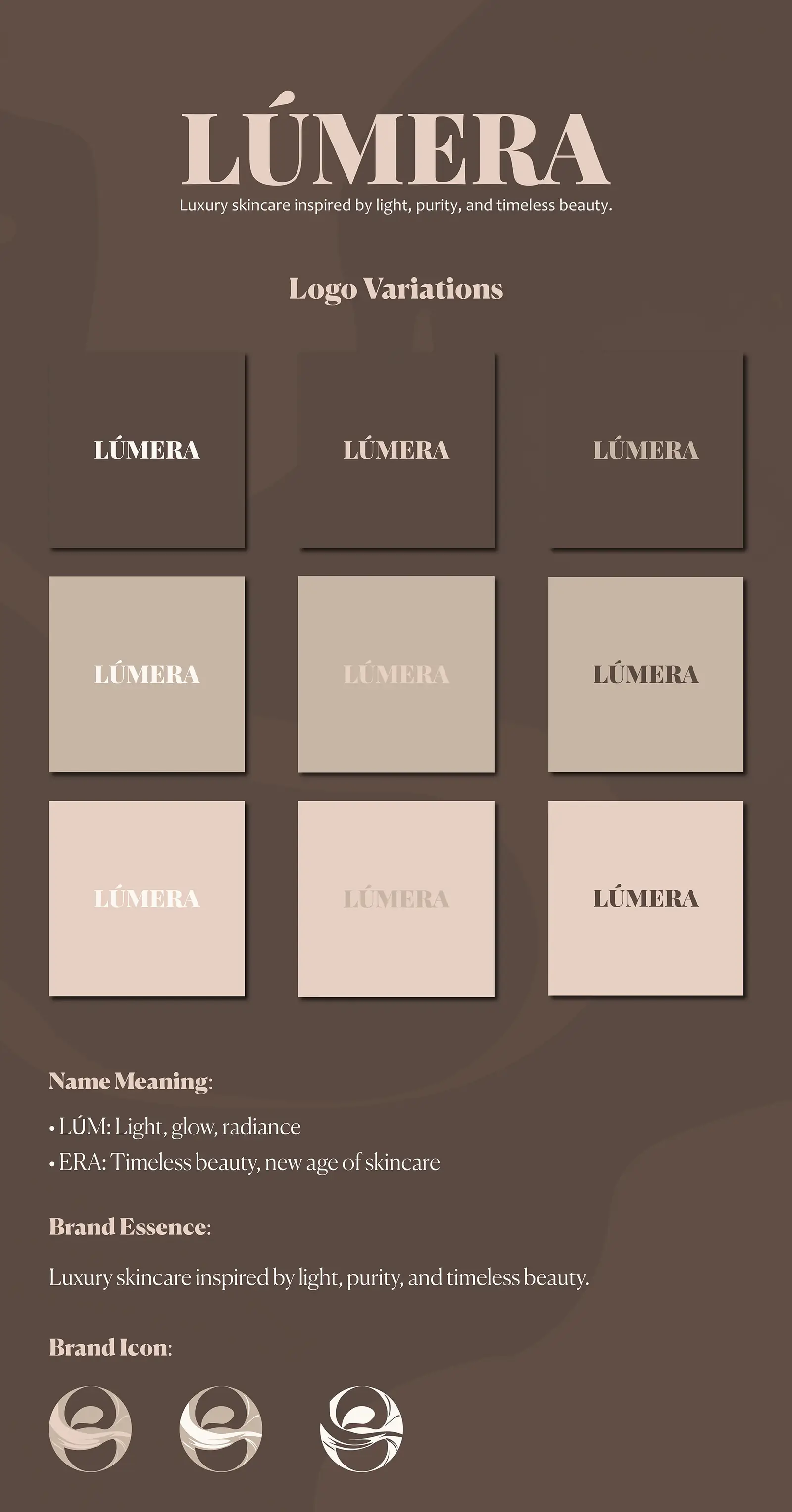 Lúmera logo variations and brand icon board