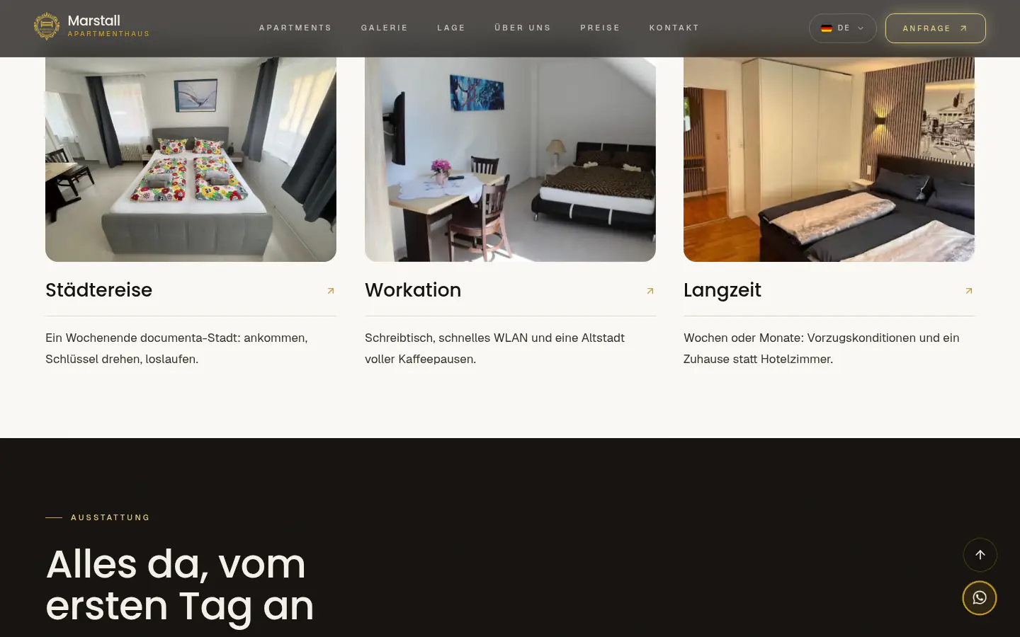 Apartment types for city breaks, workations and long stays