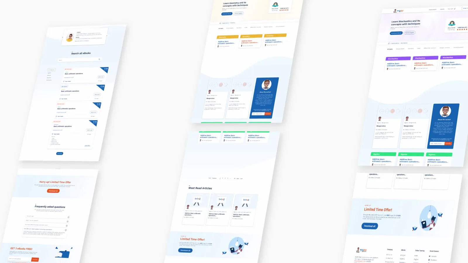 Content pages tilted and layered in 3D space
