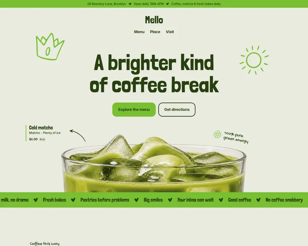 Mello coffee homepage