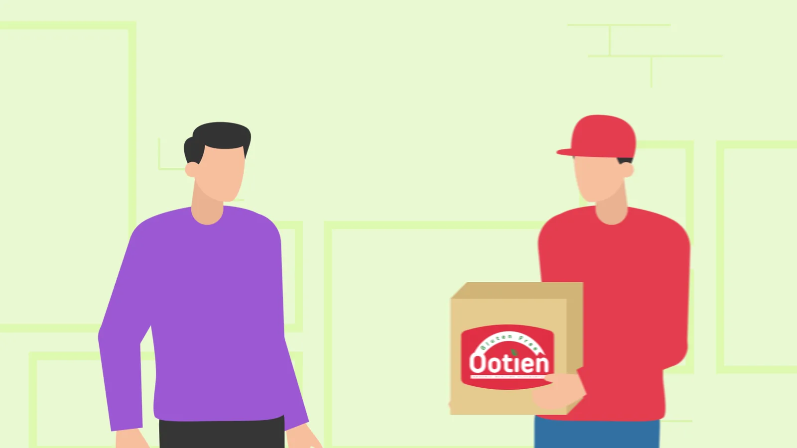 Rider handing over an Ootien-branded box
