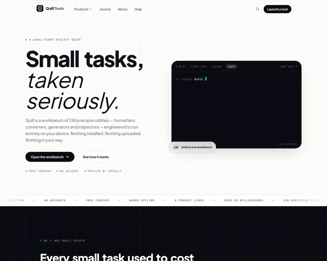 Quill Tools homepage