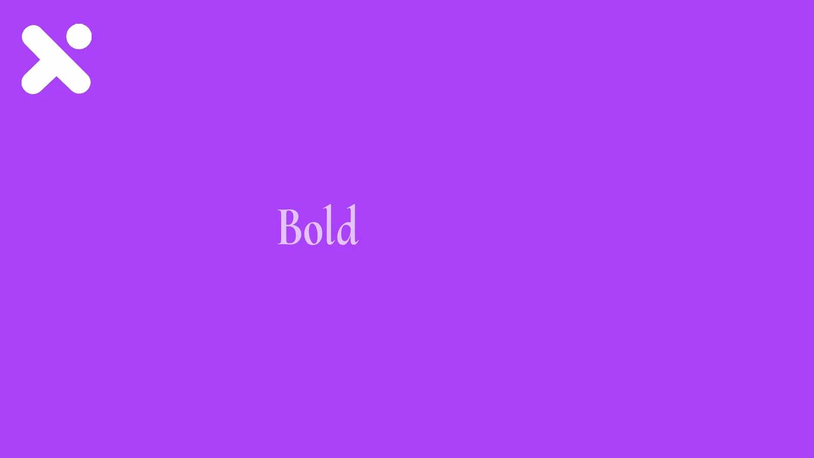 The word 'Bold' on a violet field beside the X mark