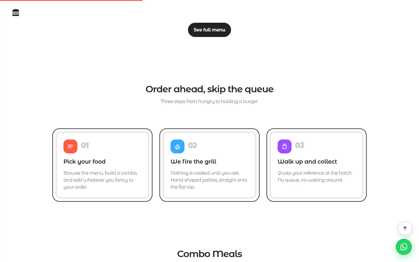 'Order ahead, skip the queue' three-step flow and combo meals
