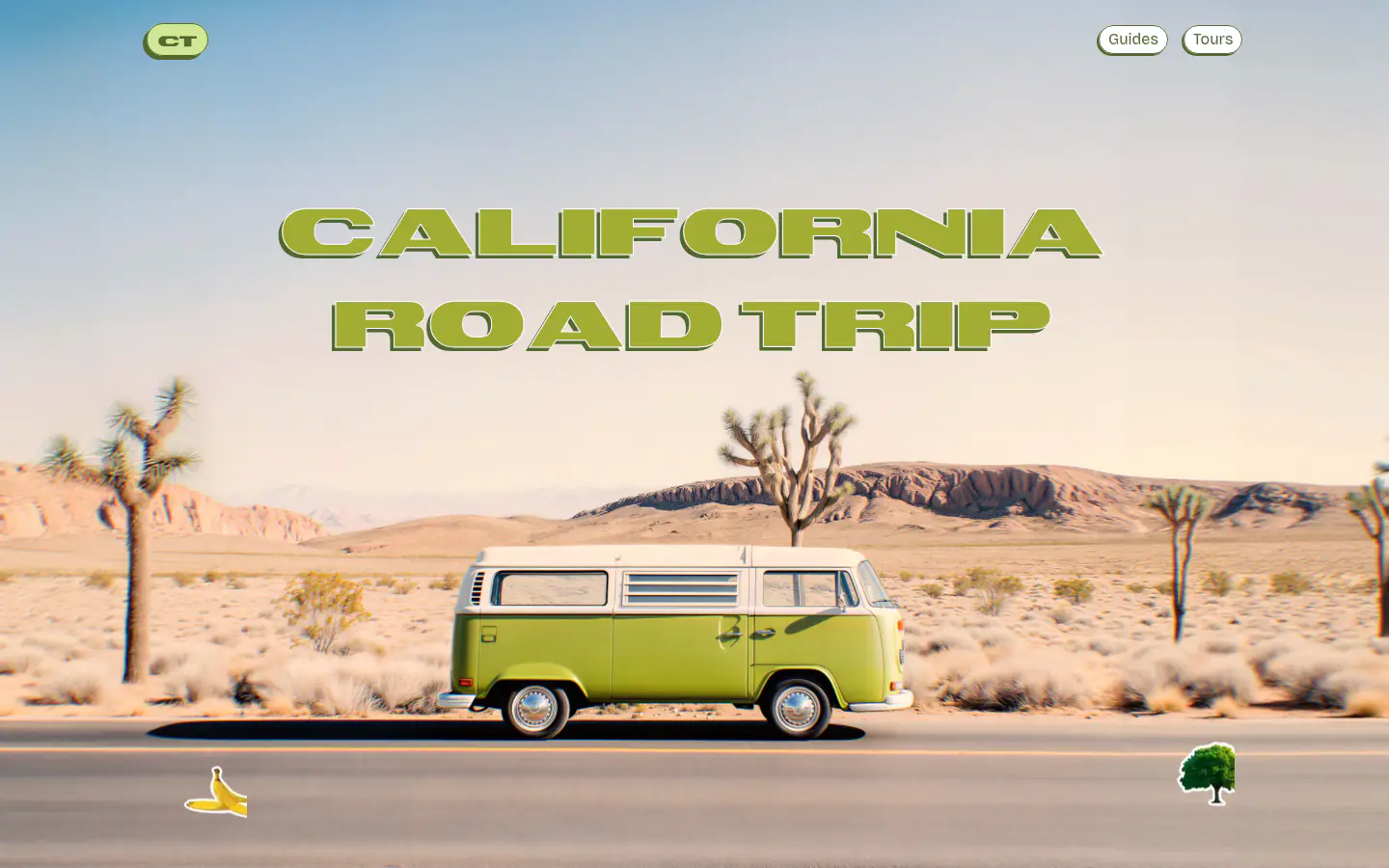 Cal Trip homepage with the retro California road-trip hero