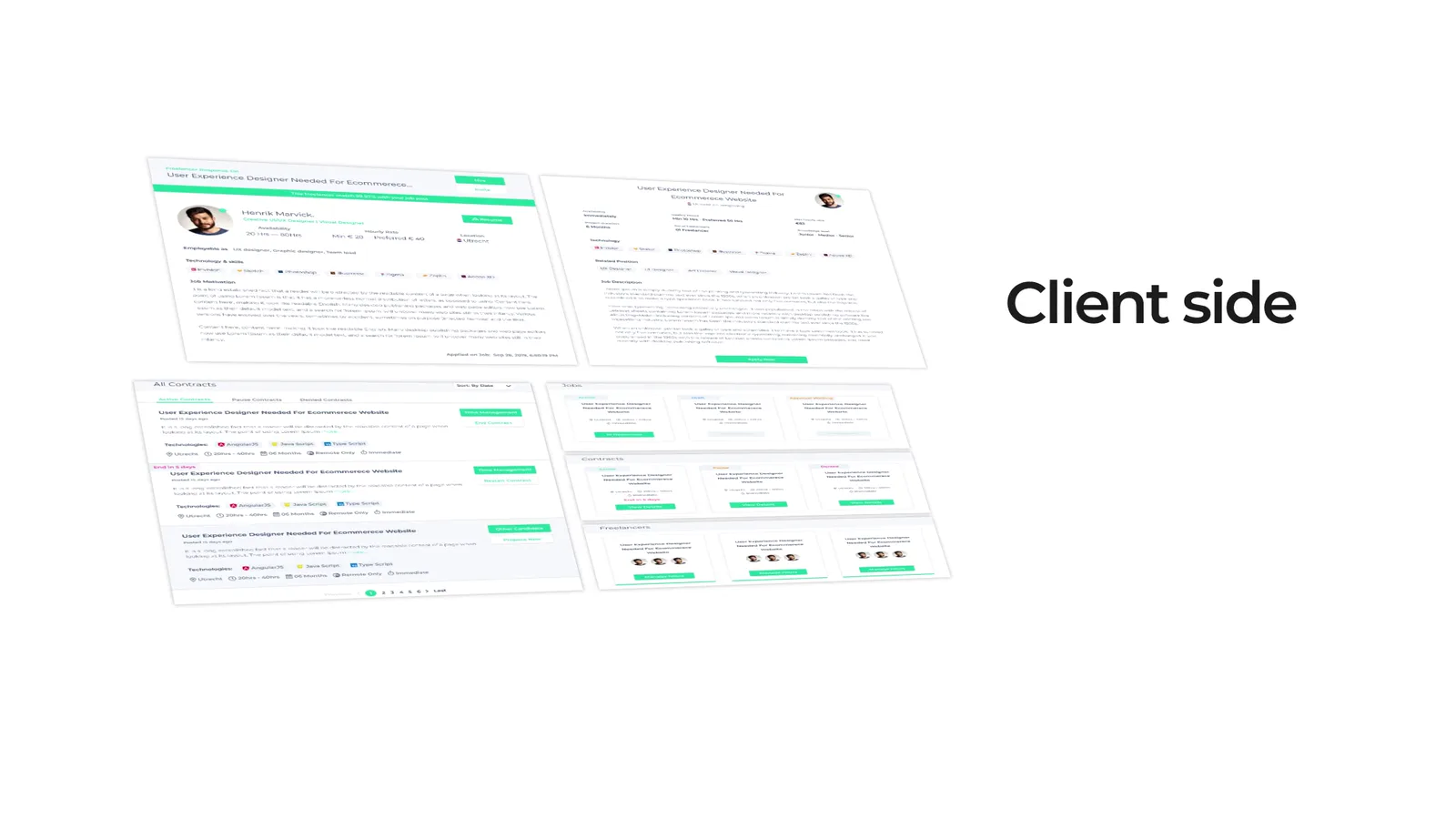 'Client side' title beside job-post and application screens