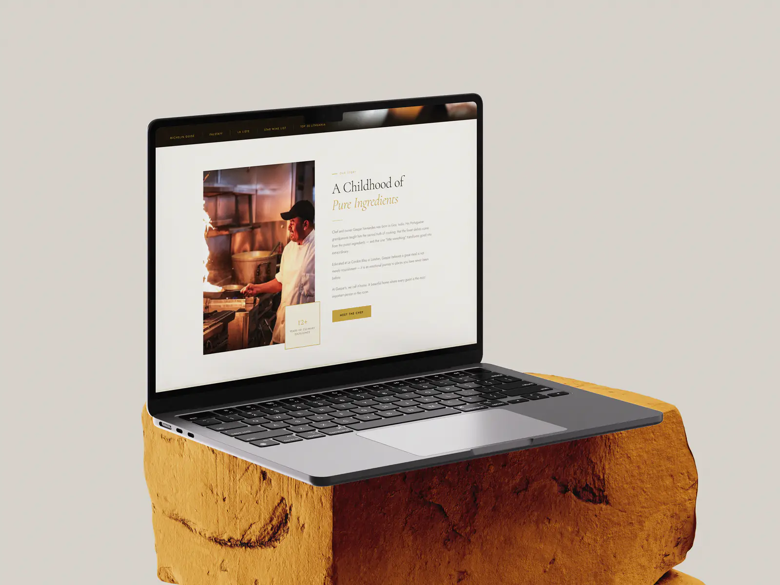 Gaspar's story page introducing the chef