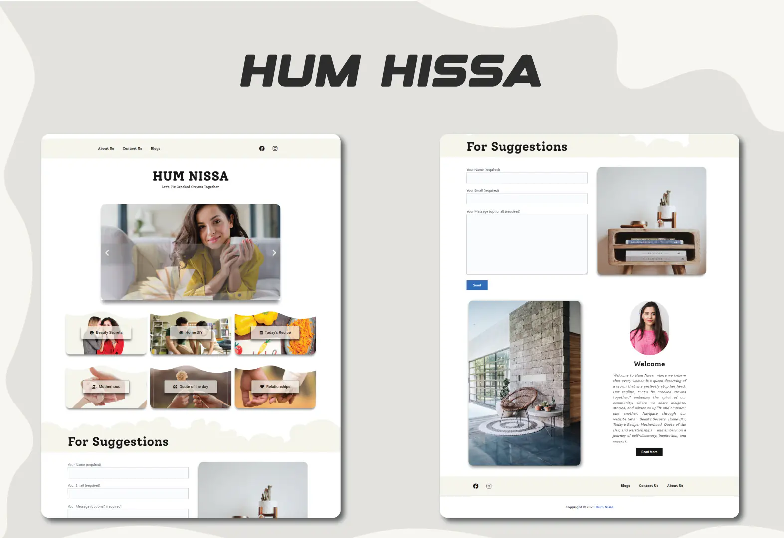 Hum Nissa website design on desktop and tablet