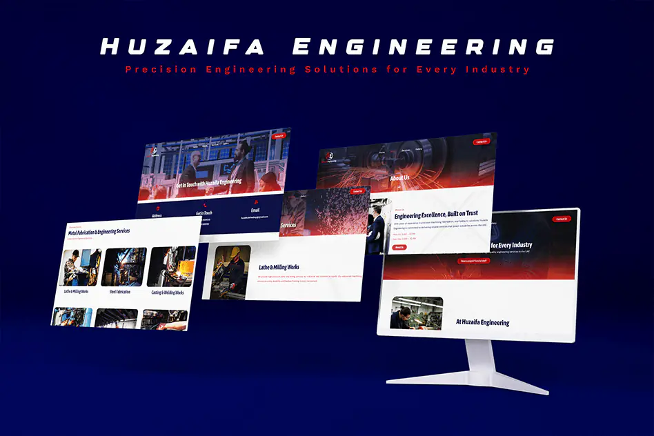 Huzaifa Engineering website screens