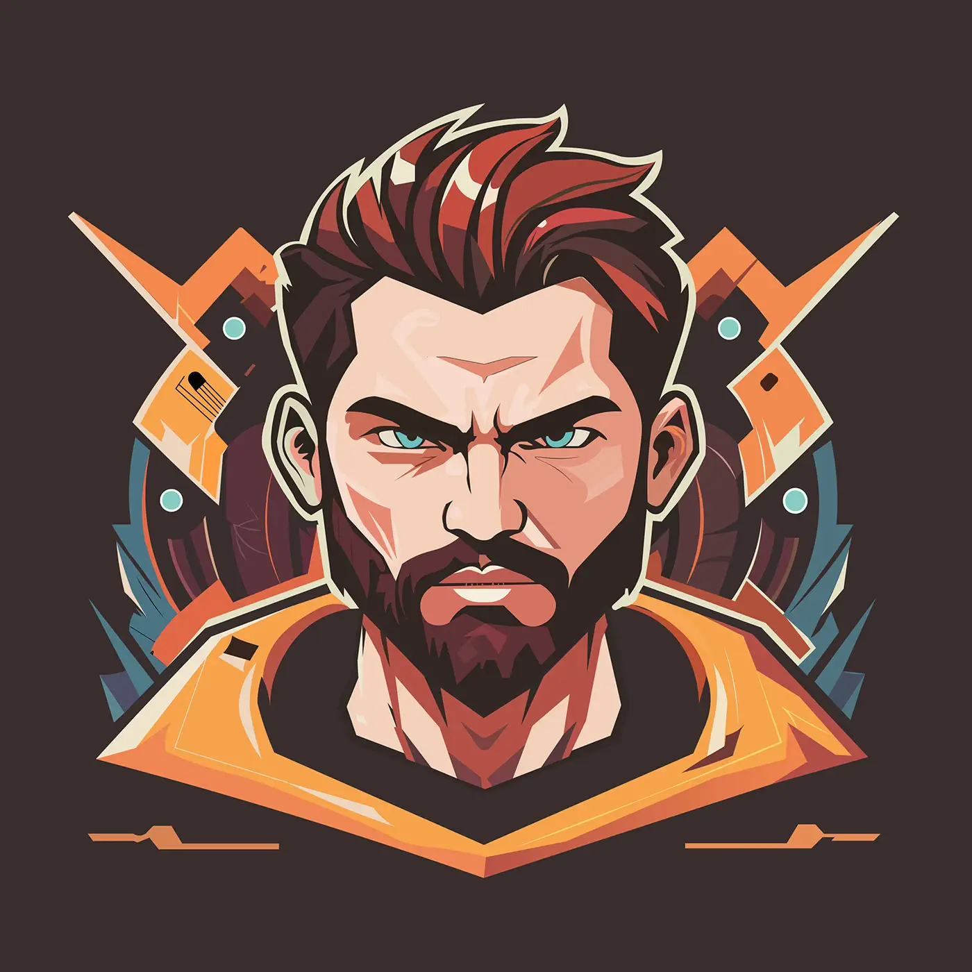 Vector portrait of a bearded character