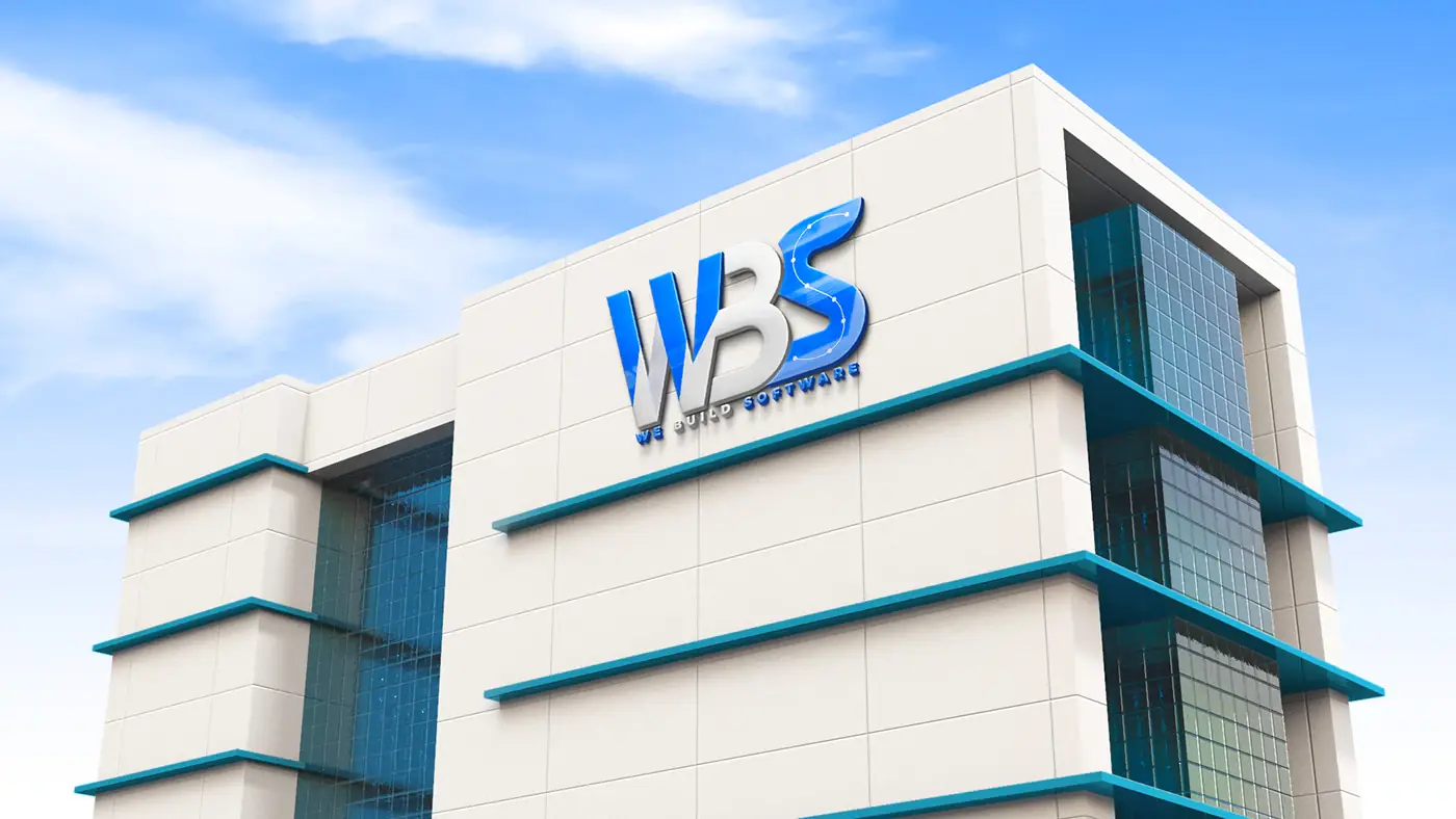 WBS logo as signage on an office building