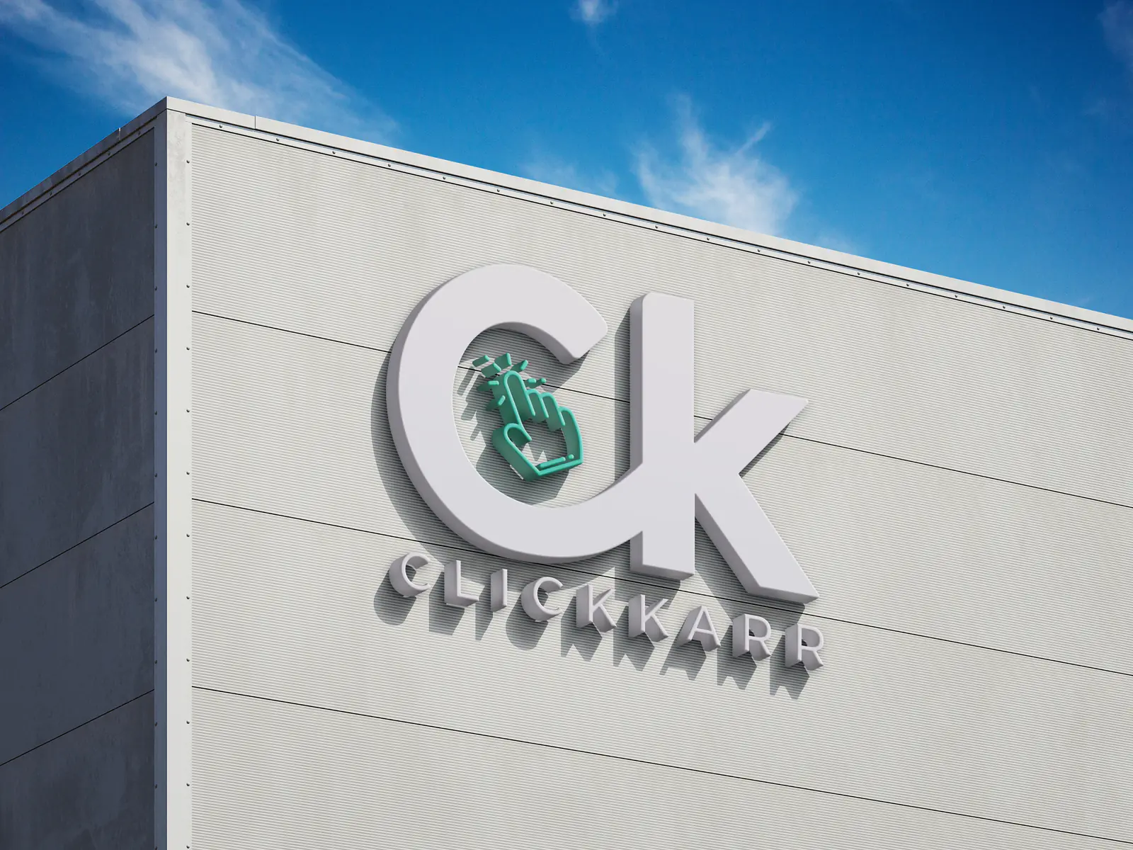 Clickkarr logo as dimensional signage