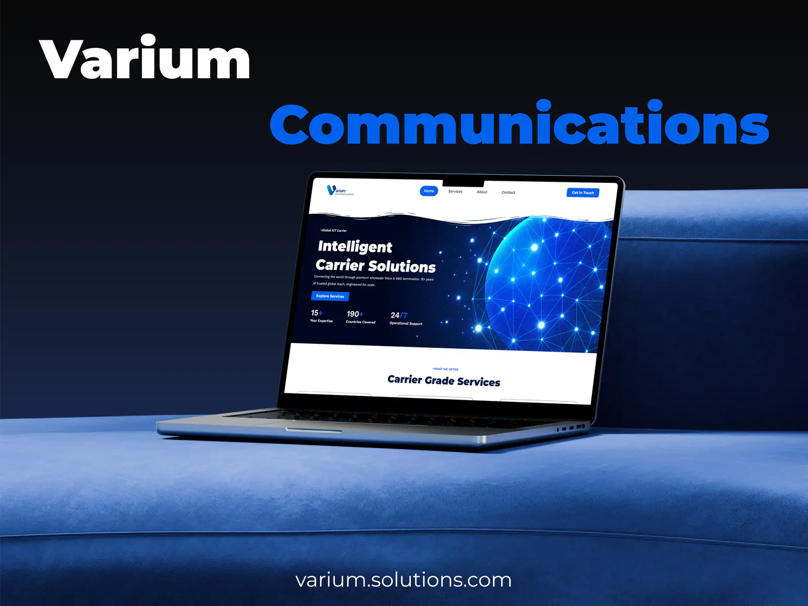 Varium homepage with the 'Intelligent Carrier Solutions' hero