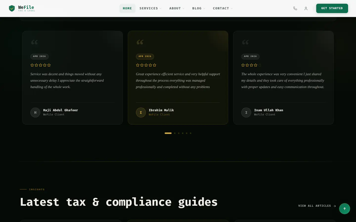 Client testimonials and the latest tax and compliance guides