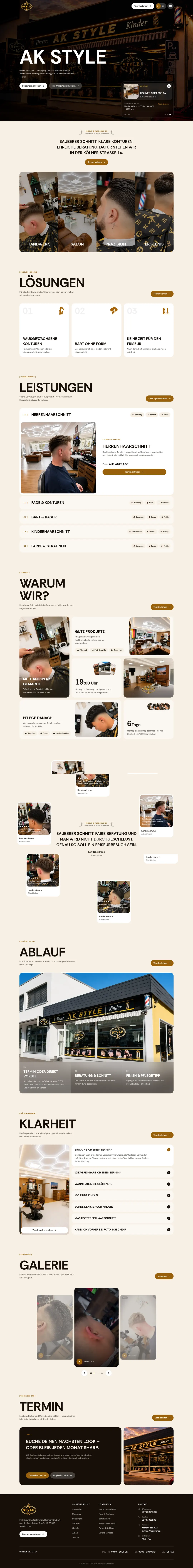 The full AK Style landing page, top to bottom
