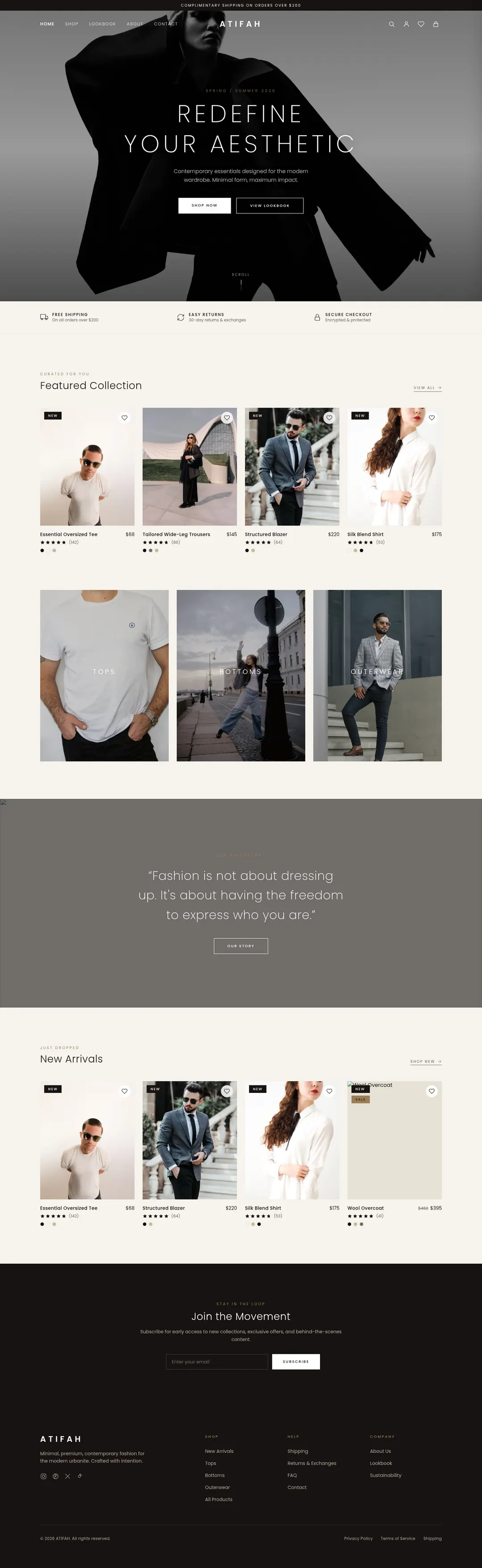 The full ATIFAH landing page, top to bottom