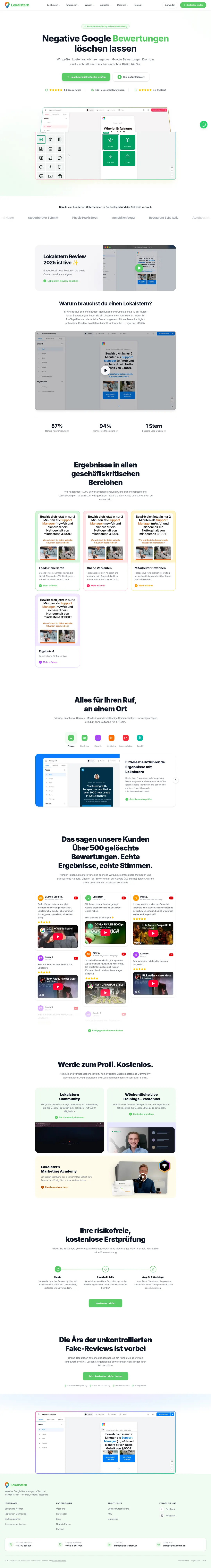 The full Lokalstern landing page, top to bottom