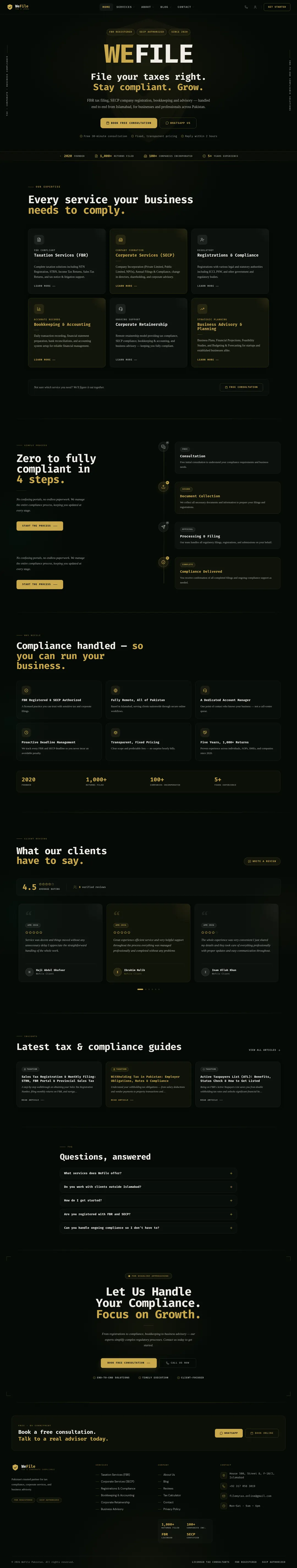 The full WeFile landing page, top to bottom